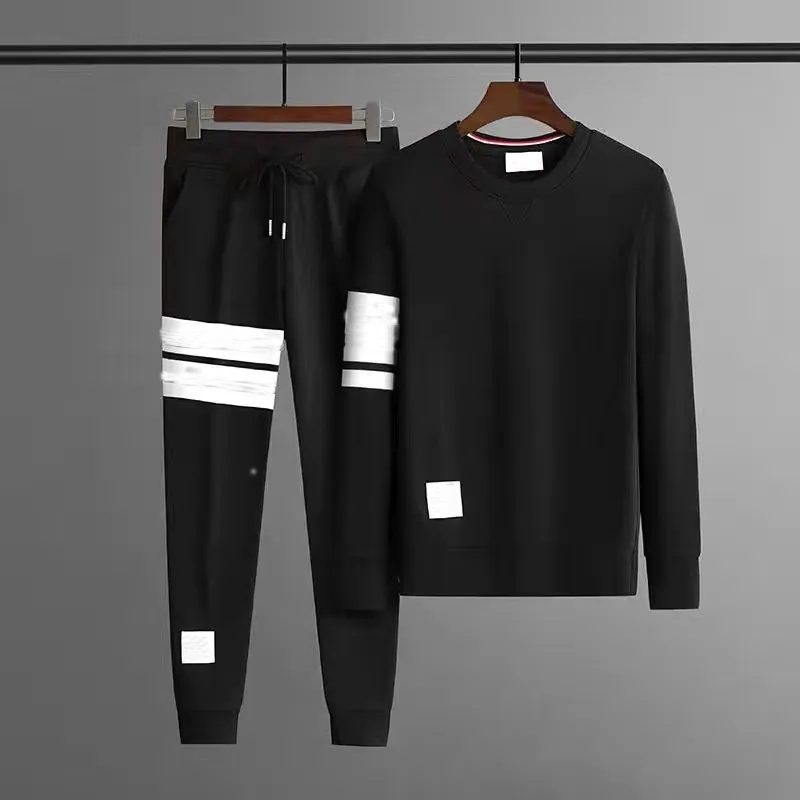 IT-THOM Men Hoodies Sweatshirts Autumn winter pure cotton Loopback Jersey Knit Engineered arm stripe Crewneck Pullover brown black white M-5XL P1