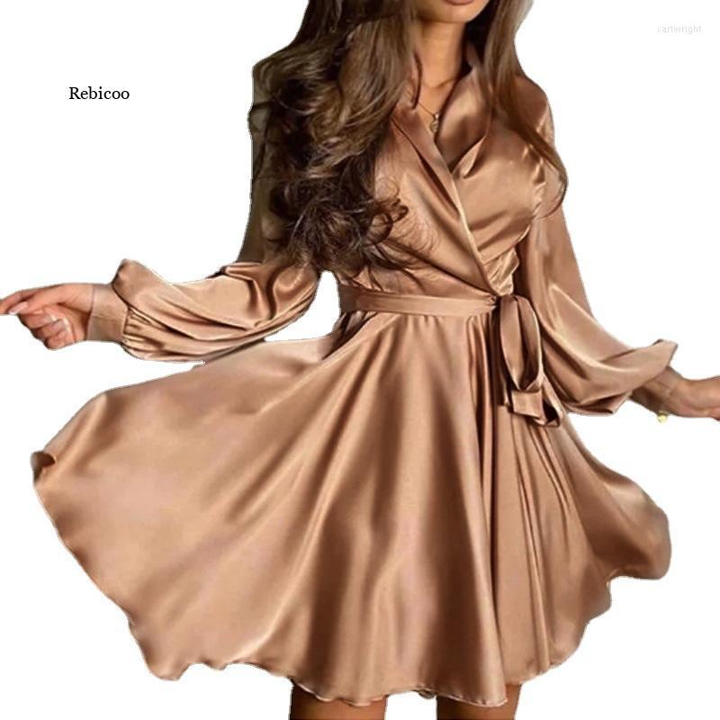 Casual Dresses Sexy Women Mini Dressv-Neck Satin A Line Sashes Party Dress Lantern Sleeve Vintage Elegant Autumn Spring, Army green
Casual Dresses Sexy Women Mini Dressv-Neck Satin A Line Sashes Party Dress Lantern Sleeve Vintage Elegant Autumn Spring, Army green