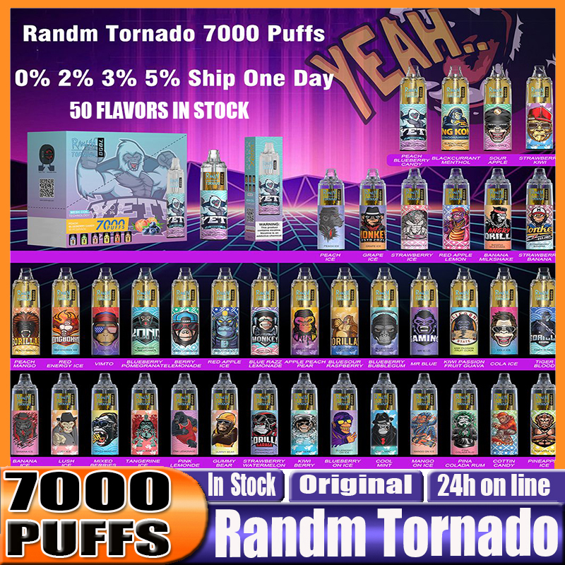 Original RandM Tornado puffs 7000 Disposable E cigarettes Pod Device 7000 puff Powerful Battery 14ml Prefilled Cartridge Mesh Coil RGB light Vape Pen kit VS randm 7k
Original RandM Tornado puffs 7000 Disposable E cigarettes Pod Device 7000 puff Powerful Battery 14ml Prefilled Cartridge Mesh Coil RGB light Vape Pen kit VS randm 7k