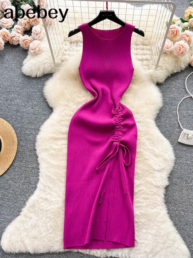 Casual Dresses Drawstring Summer Knit Sexy Strap Dress Women Tank Elatic Waist Bodycon Sundress Female Beach Split Backless Long, Green
Casual Dresses Drawstring Summer Knit Sexy Strap Dress Women Tank Elatic Waist Bodycon Sundress Female Beach Split Backless Long, Green