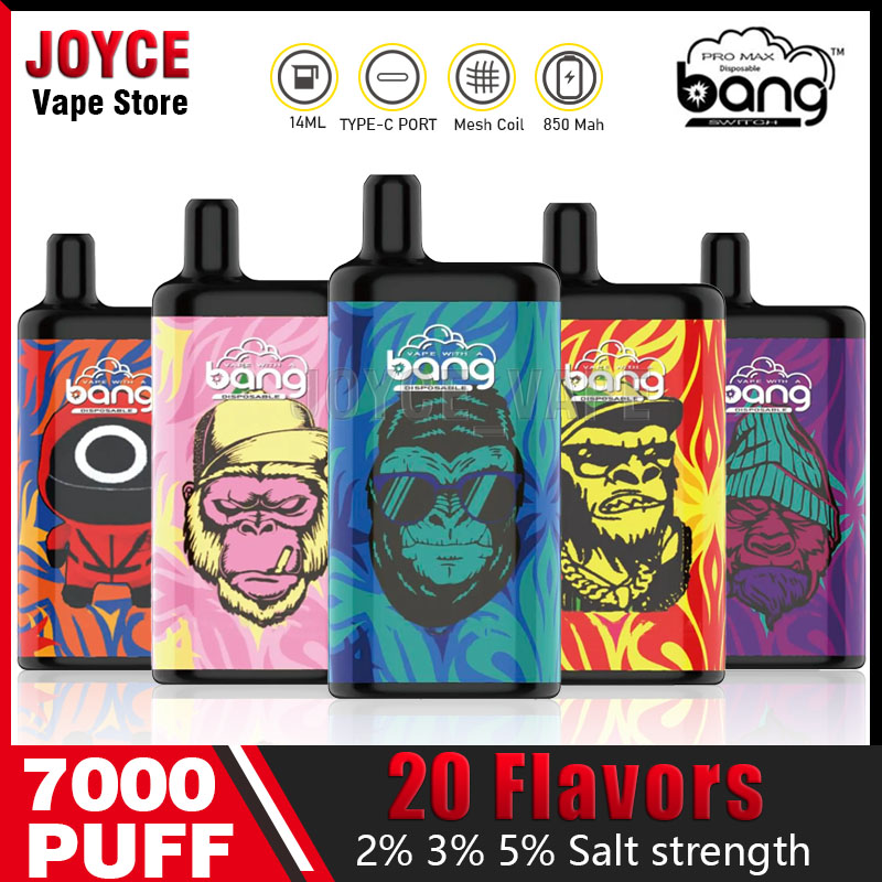 Original Bang Mesh Coil 7000 Puffs Disposable Vape Puff 0% 2% 3% 5% Pod Puff 7000 E cigarette devices rechargeable Battery 850mAh 15ml Prefilled Cartridge Box Kit
Original Bang Mesh Coil 7000 Puffs Disposable Vape Puff 0% 2% 3% 5% Pod Puff 7000 E cigarette devices rechargeable Battery 850mAh 15ml Prefilled Cartridge Box Kit