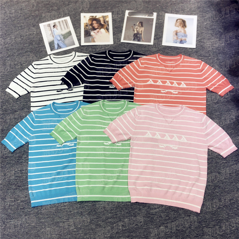 Striped Letter T Shirt Tee Top For Women Designer Knitted Sweater Short Sleeve Casual Tshirt Tees, Blue
Striped Letter T Shirt Tee Top For Women Designer Knitted Sweater Short Sleeve Casual Tshirt Tees, Blue