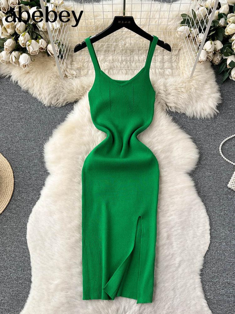 Casual Dresses 2023 Green V Neck Summer Knit Sexy Strap Dress Women Tank Elatic Waist Bodycon Sundress Female Beach Split Backless Long, Pink
Casual Dresses 2023 Green V Neck Summer Knit Sexy Strap Dress Women Tank Elatic Waist Bodycon Sundress Female Beach Split Backless Long, Pink