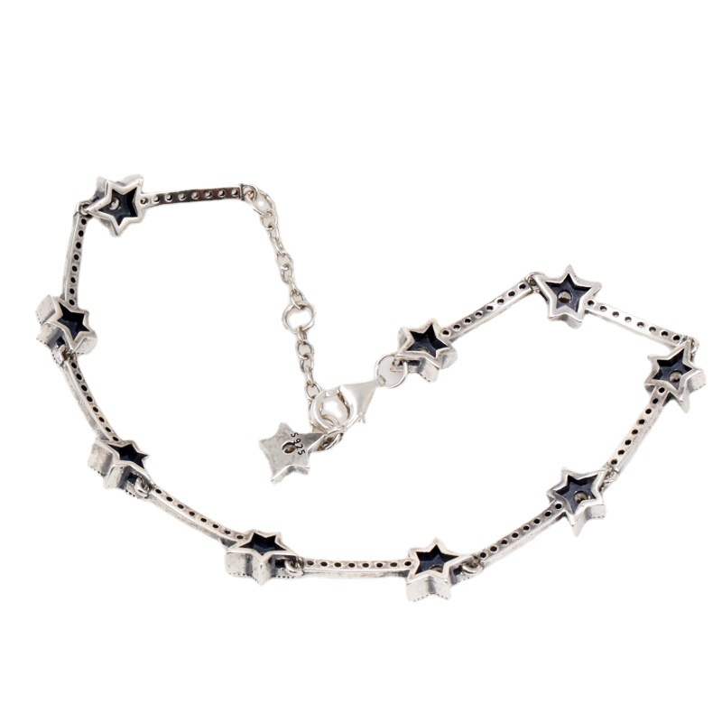 Elegant Ladies' 925 Sterling Silver Bracelet with Stylish Pentagram Pattern Perfect for Special Occasions