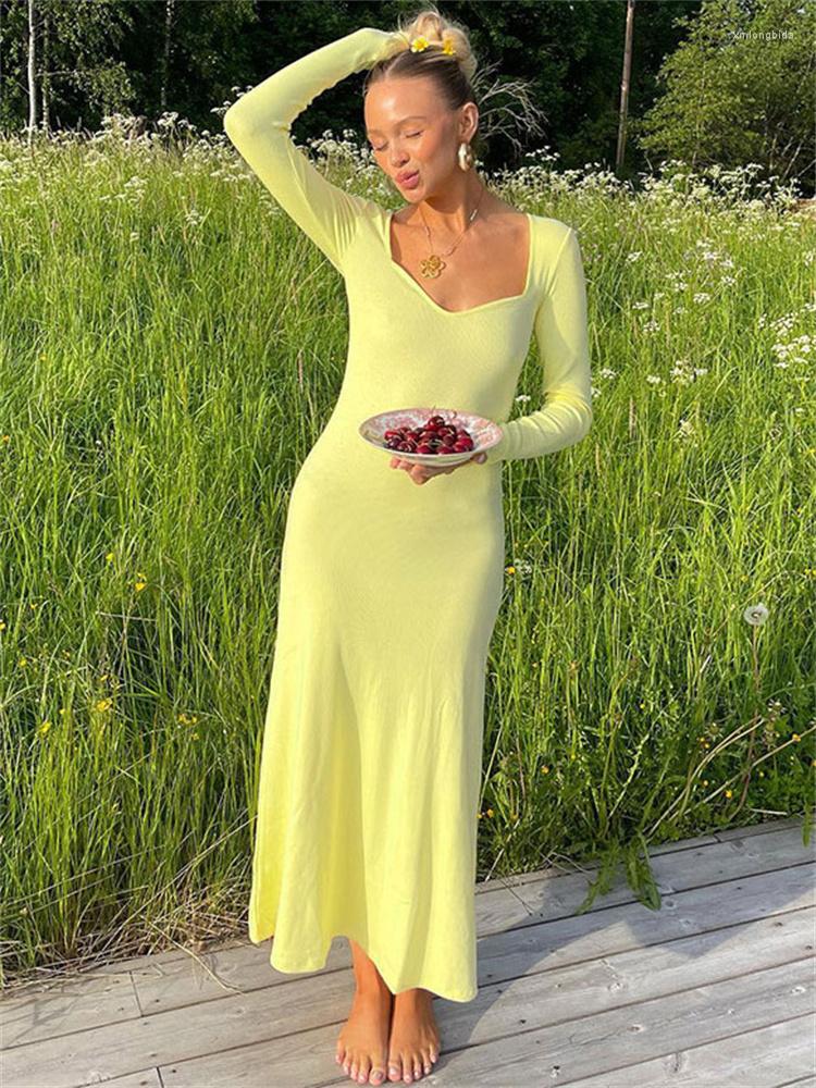 Casual Dresses Tossy Knit Long Sleeve Maxi Dress Female Slim Solid Party High Waist Knitwear Elegant Fashion For Women Spring, Yellow
Casual Dresses Tossy Knit Long Sleeve Maxi Dress Female Slim Solid Party High Waist Knitwear Elegant Fashion For Women Spring, Yellow