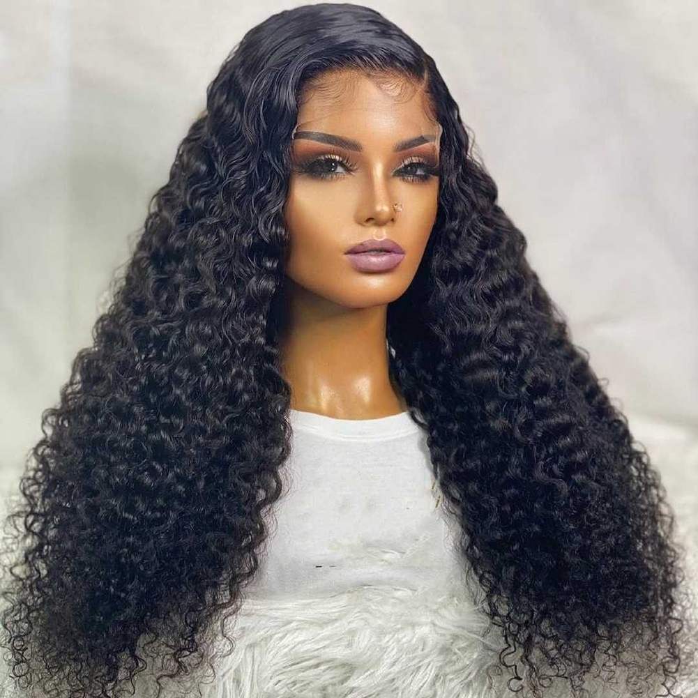 Brazilian 13x4 Deep Wave Frontal Wig HD Transparent Lace Frontal Wig Water Wave Lace Front Wig Curly Wig Synthetic For Women