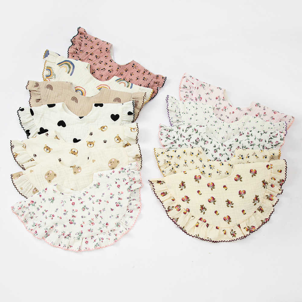 Bibs Cloths New feeding Drool lace flower baby Saliva towel soft cotton Burp fabric suitable for newborns and young children bib Korean style G220605 