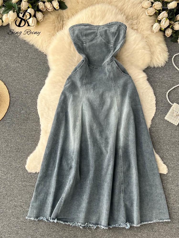 Casual Dresses SINGREINY Fashion Off The Shoulder Strapless Sexy Denim Dress Summer Women A Line Midi Streetwear Jeans Slim Long
Casual Dresses SINGREINY Fashion Off The Shoulder Strapless Sexy Denim Dress Summer Women A Line Midi Streetwear Jeans Slim Long