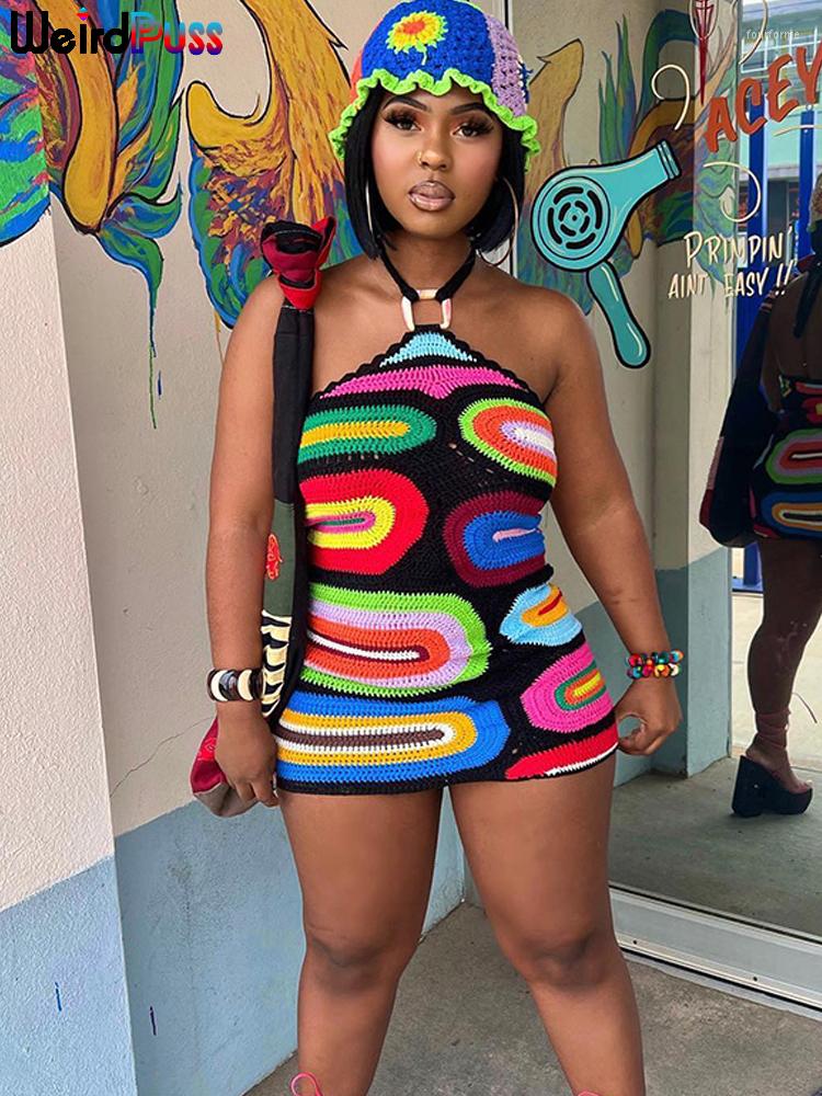 Casual Dresses Weird Puss Fake Knit Print Dress Women Summer Fashion Backless Colorful Halter Mini Bodycon Skinny Stretch Streetwear Clothes, Black
Casual Dresses Weird Puss Fake Knit Print Dress Women Summer Fashion Backless Colorful Halter Mini Bodycon Skinny Stretch Streetwear Clothes, Black