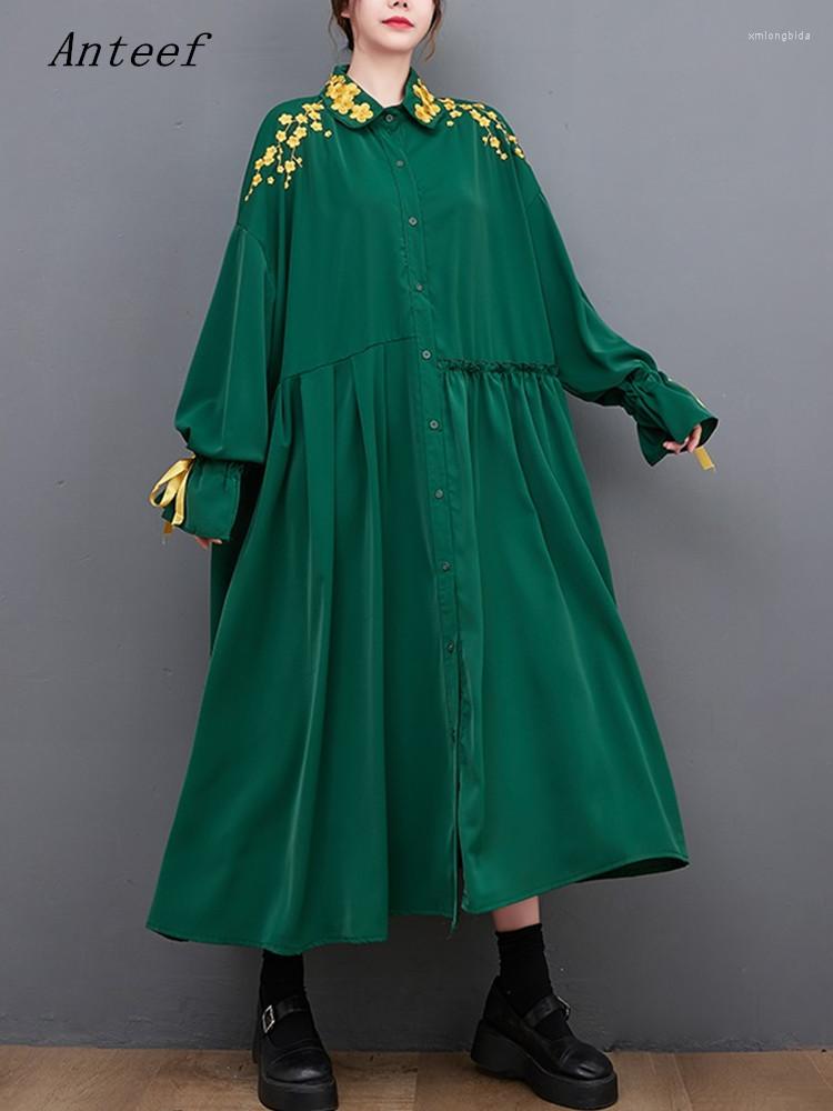 Casual Dresses Long Sleeve Green Oversized Vintage Floral In For Women Loose Spring Autumn Shirt Dress Elegant Clothing 2023, Picture shown 
Casual Dresses Long Sleeve Green Oversized Vintage Floral In For Women Loose Spring Autumn Shirt Dress Elegant Clothing 2023, Picture shown