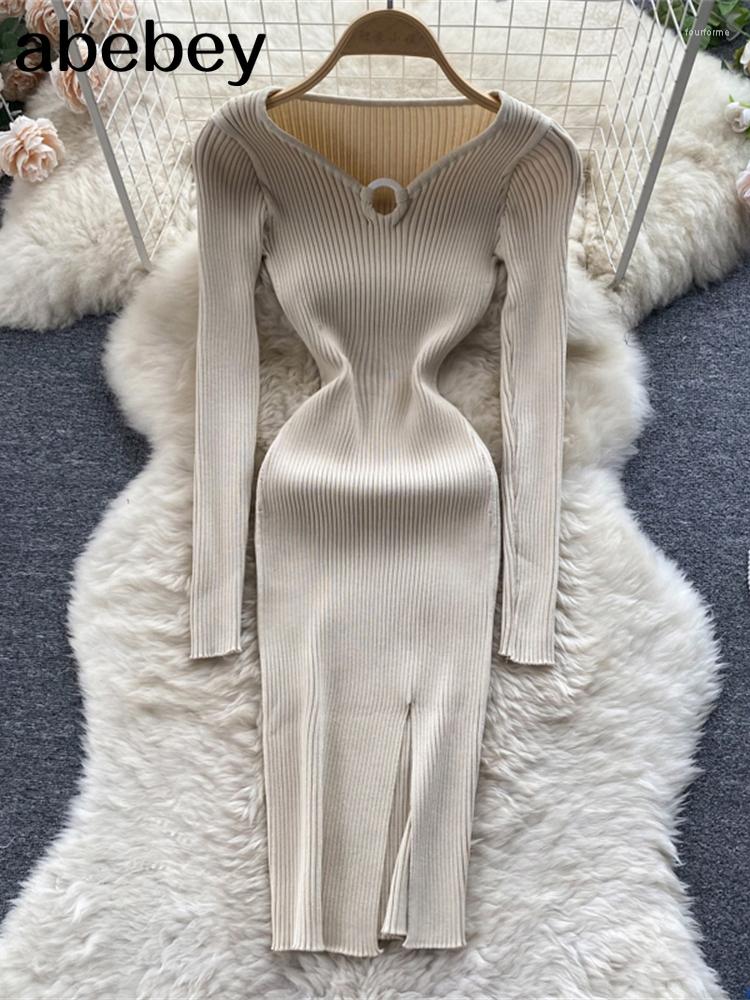 Casual Dresses Senior Women Korean Knitted Dress Long Sleeve V Neck Elastic Slim Pencil 2023 Autumn Sexy Bodycon Split Sweater, Black
Casual Dresses Senior Women Korean Knitted Dress Long Sleeve V Neck Elastic Slim Pencil 2023 Autumn Sexy Bodycon Split Sweater, Black