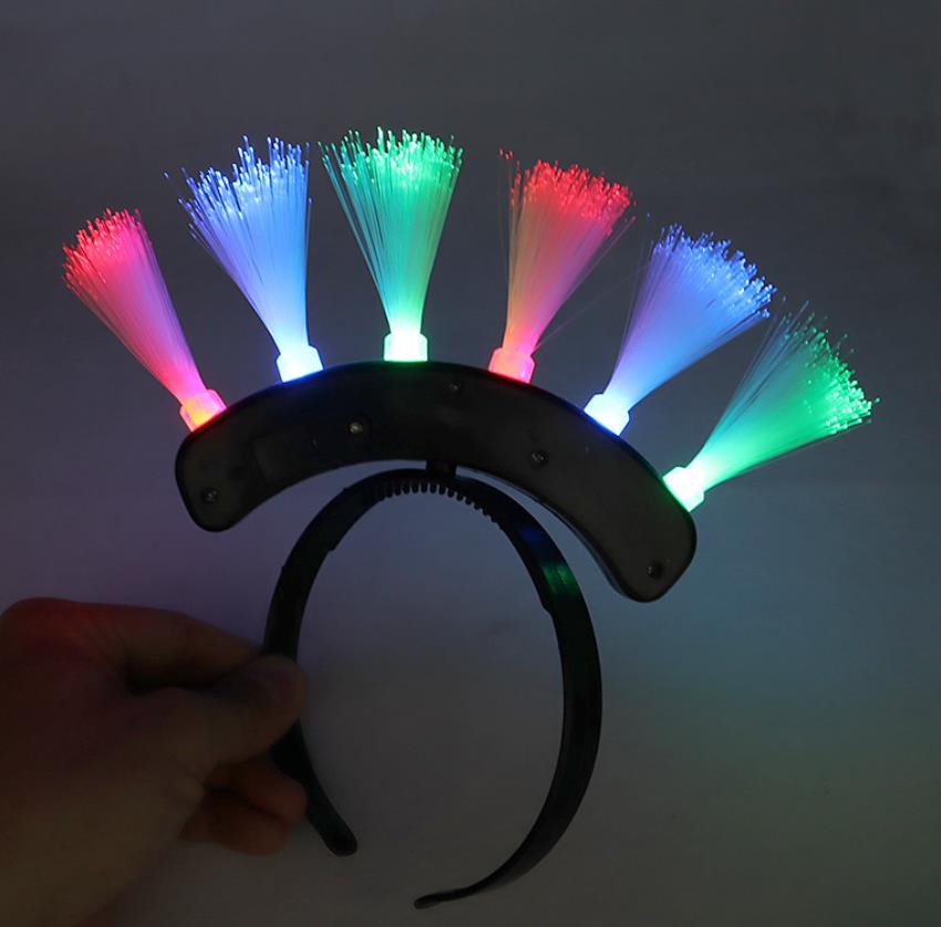 

Light Up Flashing Fiber Optic Headbands LED Head Boppers Birthday Rave Party Atmosphere Glowing Supplies Luminous Costume Headwear