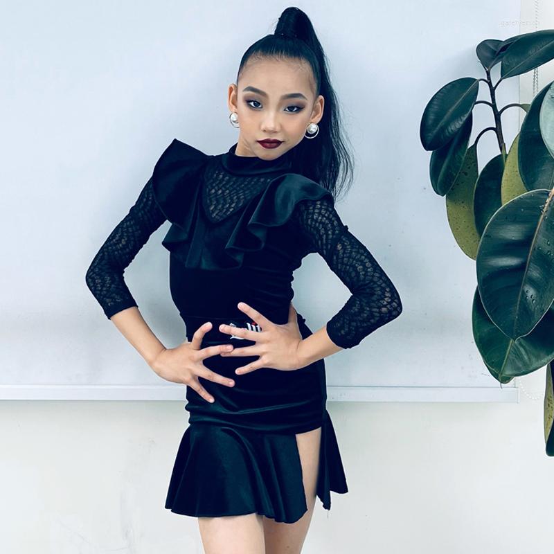 Stage Wear Fashion Black Velvet Long Sleeved Latin Dance Dress Girls Ballroom Competition Children Practice Clothes SL7800
Stage Wear Fashion Black Velvet Long Sleeved Latin Dance Dress Girls Ballroom Competition Children Practice Clothes SL7800
