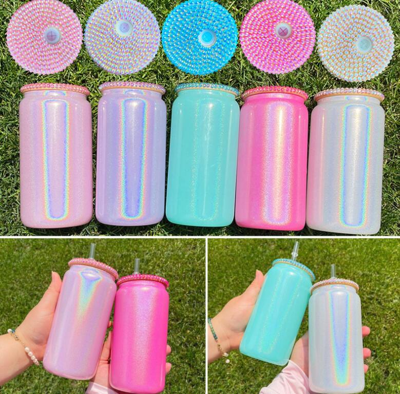 sublimation 16oz glitter glass tumbler with bling lids shimmer glass can diamond lid reusable straw beer Can Transparent Soda Can Cup drinking cups, Customize
sublimation 16oz glitter glass tumbler with bling lids shimmer glass can diamond lid reusable straw beer Can Transparent Soda Can Cup drinking cups, Customize