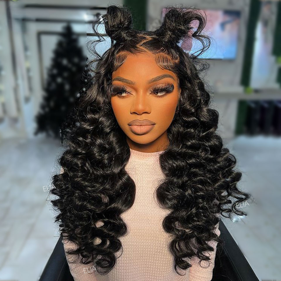 250% Loose Deep Wave Front Wig 13x4 HD Lace Frontal Human Hair Wigs For Women Loose Wave Synthetic Wig Pre Plucked