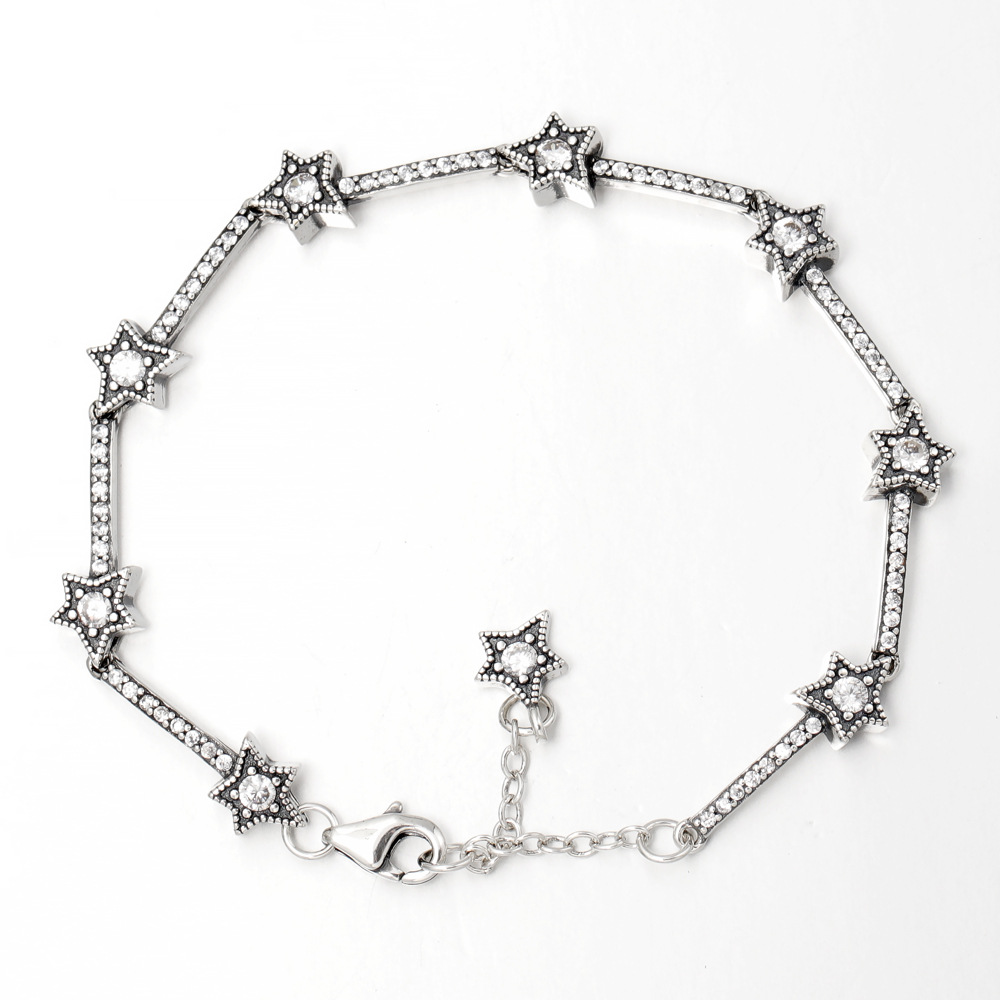 Elegant Ladies' 925 Sterling Silver Bracelet with Stylish Pentagram Pattern Perfect for Special Occasions