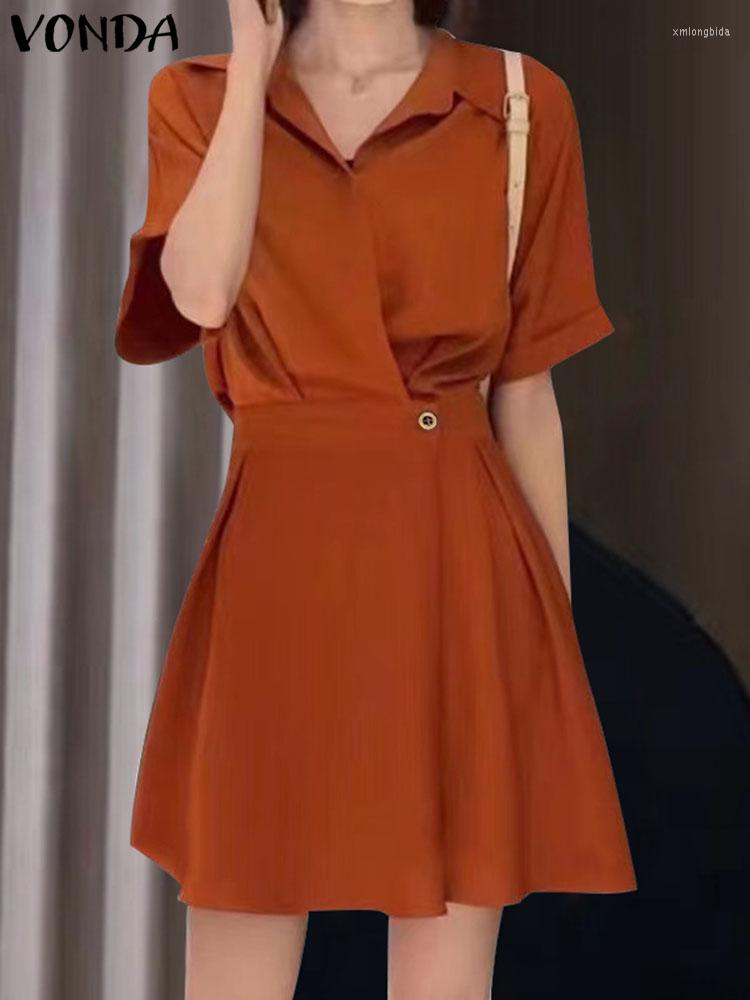 Party Dresses Casual Women Shirt Dress VONDA 2023 Summer Elegant Short Sleeve Solid Color Mini Sundress Buttons A-line Pleated Vestidos, Black
Party Dresses Casual Women Shirt Dress VONDA 2023 Summer Elegant Short Sleeve Solid Color Mini Sundress Buttons A-line Pleated Vestidos, Black