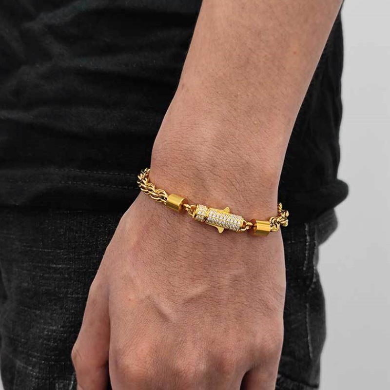 6Mm 16-24Inch 18K Yellow Gold Plated Stainless Steel Rope Chain Necklace 7/8/9Inch Bracelet For Men Women Fashion Jew