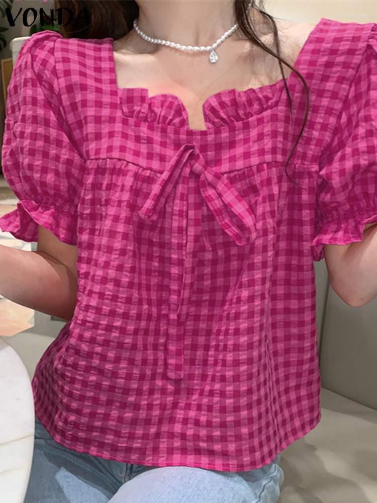 Women' Blouses Summer Tops Tees 2023 Fashion Short Sleeve Printed VONDA Women Vintage Plaid Beach Shirts Sexy Square Collar Blusas, Purple
Women' Blouses Summer Tops Tees 2023 Fashion Short Sleeve Printed VONDA Women Vintage Plaid Beach Shirts Sexy Square Collar Blusas, Purple