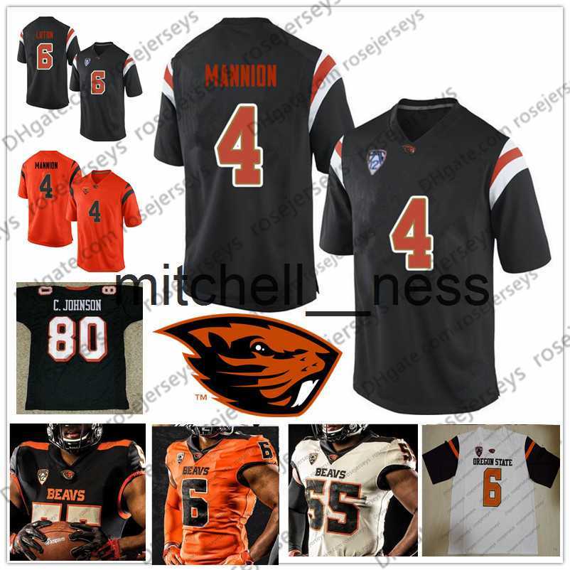 Mit8 NCAA Oregon State Beavers #80 Chad Johnson 85 Ochocinco 4 Sean Mannion 7 Brandin Cooks Black White Orange Ocho Cinco Retired Football Jersey