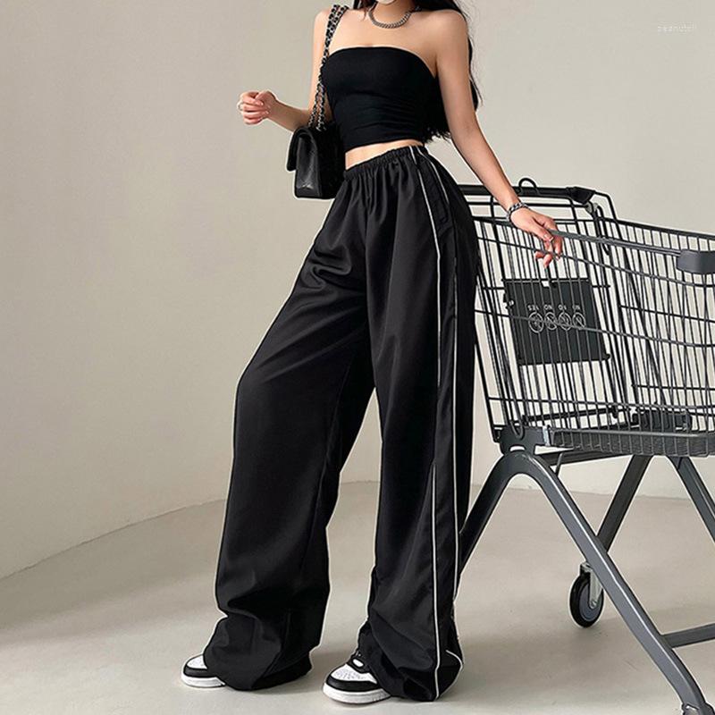 

Women' Pants Rave Outfits Wide For Women Y2k Grunge Korean Style Sweatpant Track Baggy Summer Women' Clothing Sport, Black