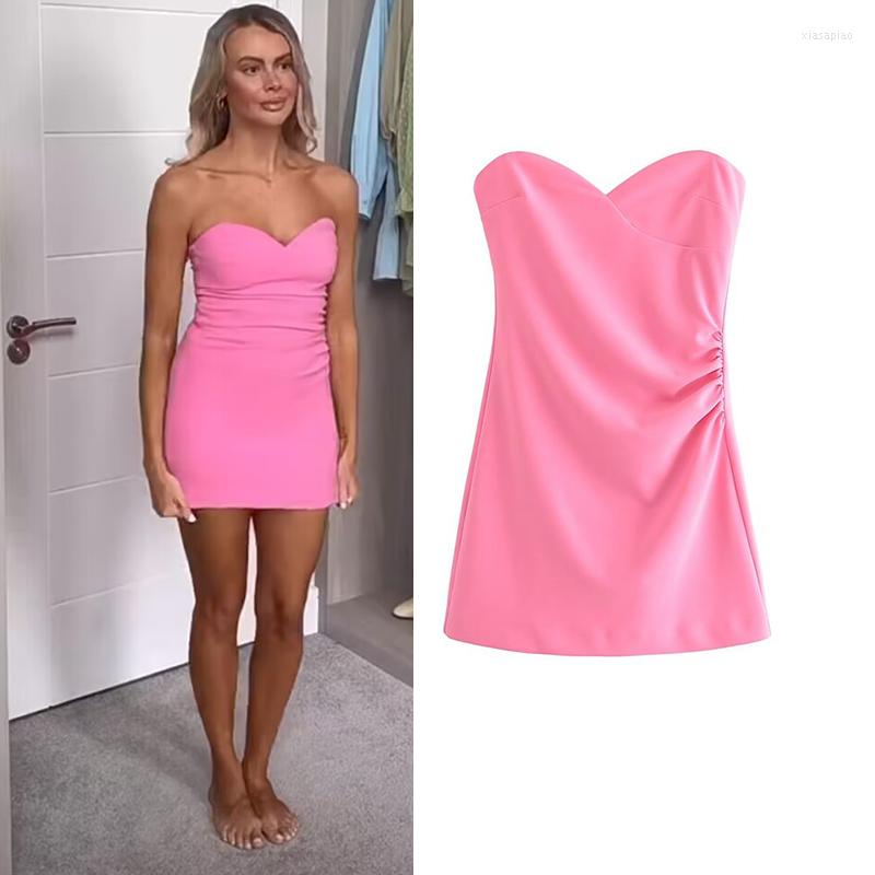Casual Dresses Women's Dress Summer 2023 Fashion Pink Ruched Tight Tube Top Elegant Mini Chic Party Holiday Simple Youth Street 
Casual Dresses Women's Dress Summer 2023 Fashion Pink Ruched Tight Tube Top Elegant Mini Chic Party Holiday Simple Youth Street