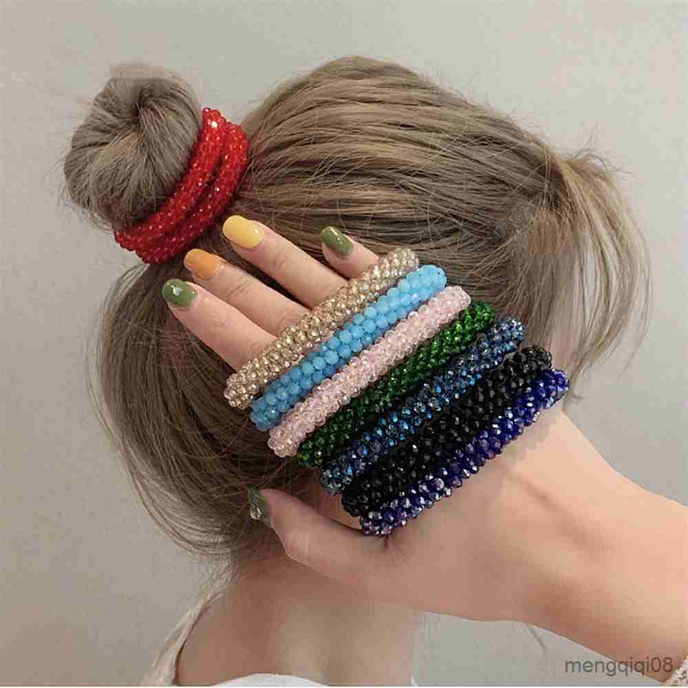 Other New Glitter Hair Rope for Women Hair Bands Beaded Rubber Hairband Hair Accessories