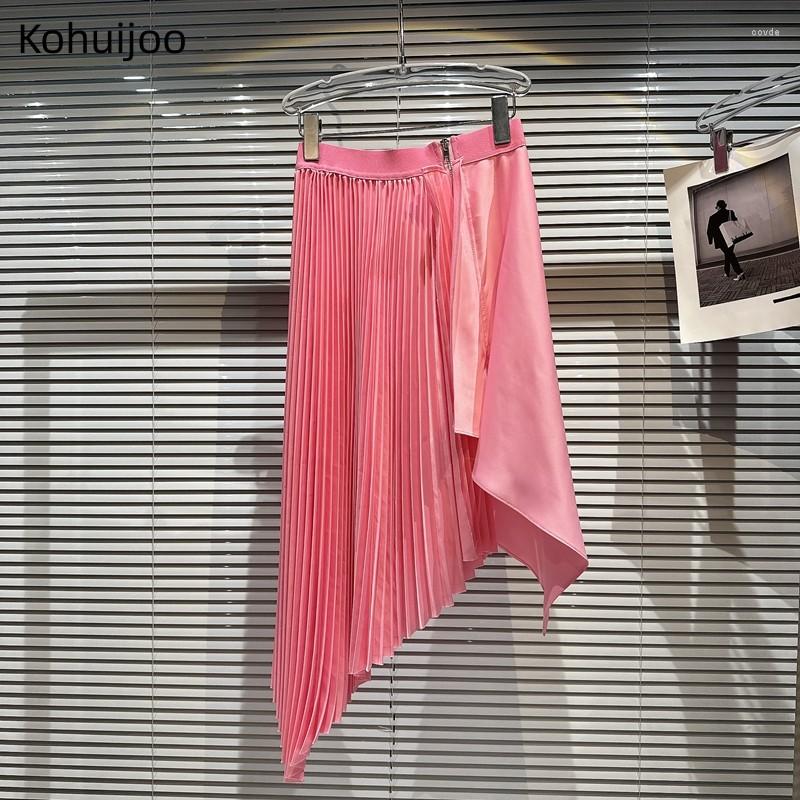 Skirts Kohuijoo Pink Personality Irregular Skirt Women 2023 Summer Zipper Asymmetric Temperament Lady A Line Middle Length 
Skirts Kohuijoo Pink Personality Irregular Skirt Women 2023 Summer Zipper Asymmetric Temperament Lady A Line Middle Length