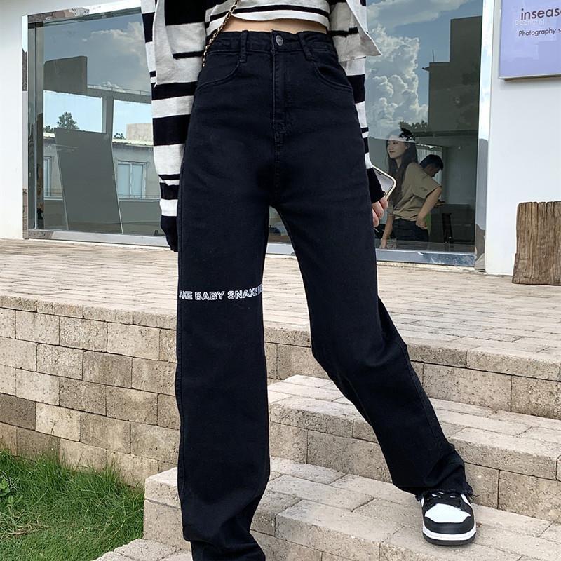 Women' Jeans Streetwear Letter Print Black Woman High Waist Korean Fashion Straight Baggy Pants Versatile Trendy Trousers
Women' Jeans Streetwear Letter Print Black Woman High Waist Korean Fashion Straight Baggy Pants Versatile Trendy Trousers