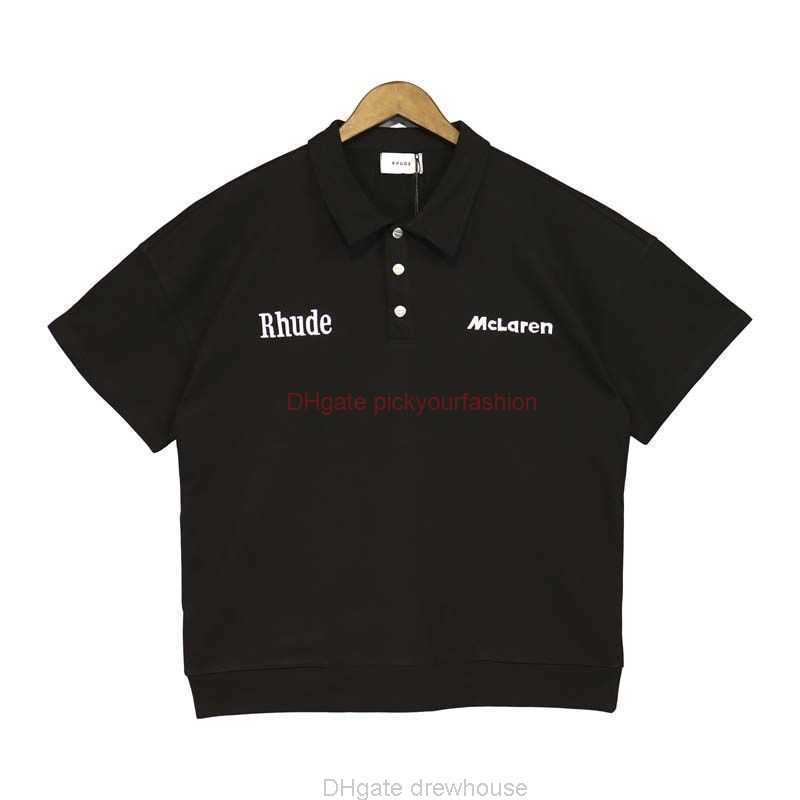 Designer Fashion Clothing Tees Tshirt 23 Trendy Trendy Brand Rhude Co Branded Trendy Letters Embroidered Sports Casual Loose Collar Pullover with Short Sleeves Cot