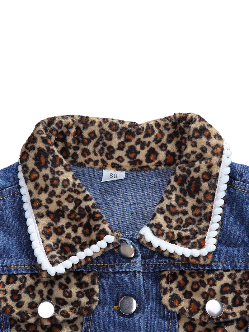 Clothing Sets 1-6years Baby Girls Denim Casual Outfit Sets Sleeveless Leopard Print Denim Top Leopard Print Denim Shorts Suits Girls 230605