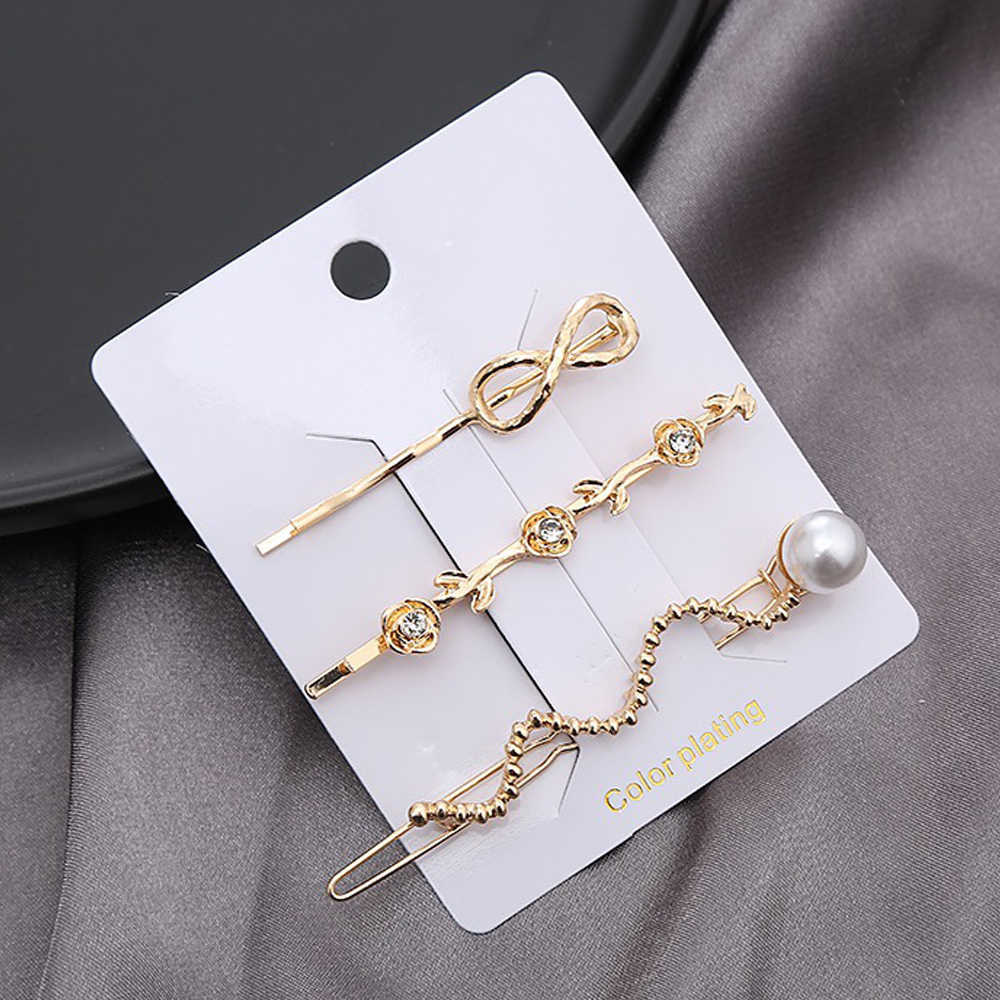 Other 3pcs/Set Flower Metal Hair Clips Elegant Women Gold Rhinestone Bobby Pins Hair Barrettes Weddings Hair Accessories