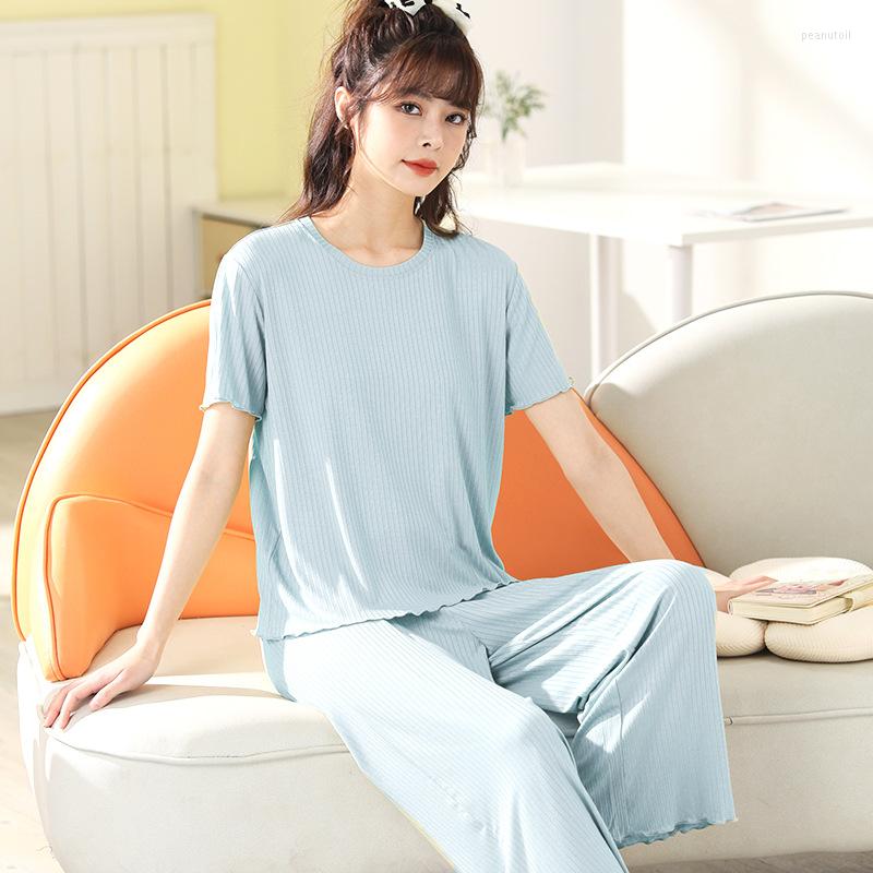 Women's Sleepwear Modal Women's Pajamas Summer Thin Loose Home Suit Casual Wear Short-sleeved Cropped Pants Solid Color, Picture1
Women's Sleepwear Modal Women's Pajamas Summer Thin Loose Home Suit Casual Wear Short-sleeved Cropped Pants Solid Color, Picture1