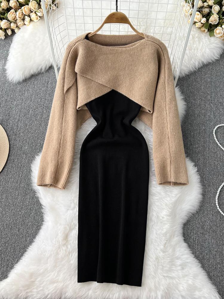 Casual Dresses FTLZZ Autumn Winter Elegant Women O-neck Empire Slim Dress Vintage Lady Knitting Midi Office Patchwork, Black
Casual Dresses FTLZZ Autumn Winter Elegant Women O-neck Empire Slim Dress Vintage Lady Knitting Midi Office Patchwork, Black
