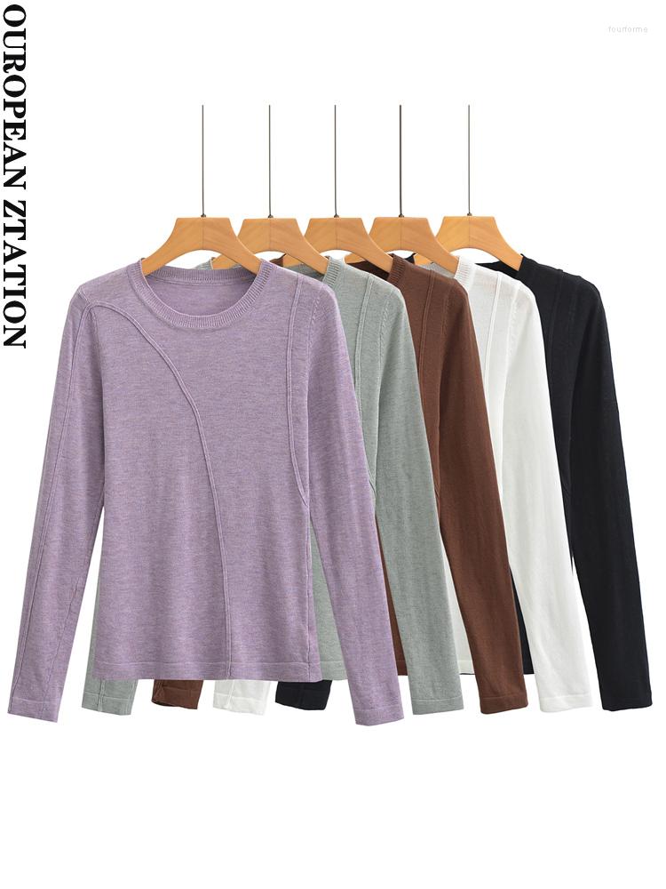 Women' Sweaters PAILETE Women 2023 Fashion Soft Touch Fitted Knit Sweater Vintage O Neck Long Sleeve Female Pullovers Chic Tops, Picture color 
Women' Sweaters PAILETE Women 2023 Fashion Soft Touch Fitted Knit Sweater Vintage O Neck Long Sleeve Female Pullovers Chic Tops, Picture color