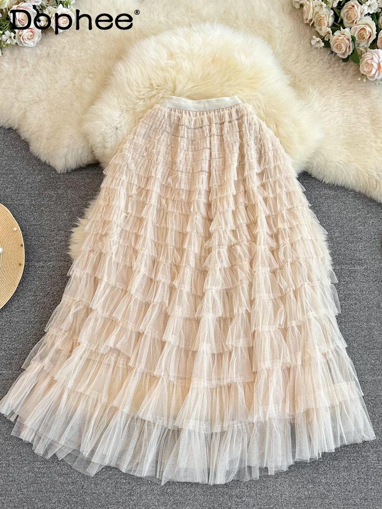 Skirts Elegant Sweet Lotus Leaf Tulle Long Women 2023 Spring/Summer Temperament Socialite Elastic Waist A- Line Pleated Skirt, Black
Skirts Elegant Sweet Lotus Leaf Tulle Long Women 2023 Spring/Summer Temperament Socialite Elastic Waist A- Line Pleated Skirt, Black