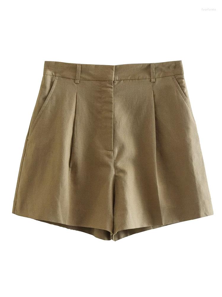 Women's Shorts DUOPERI Women Fashion Brown Pleated Front Zipper Mini Vintage High Waist Female Chic Lady
Women's Shorts DUOPERI Women Fashion Brown Pleated Front Zipper Mini Vintage High Waist Female Chic Lady
