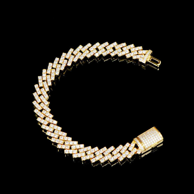 8mm Iced Out VVS Moissanite Bracelet Sier Bg Dia Cuban k Chain Hip Hop Men Jewelry Necklace