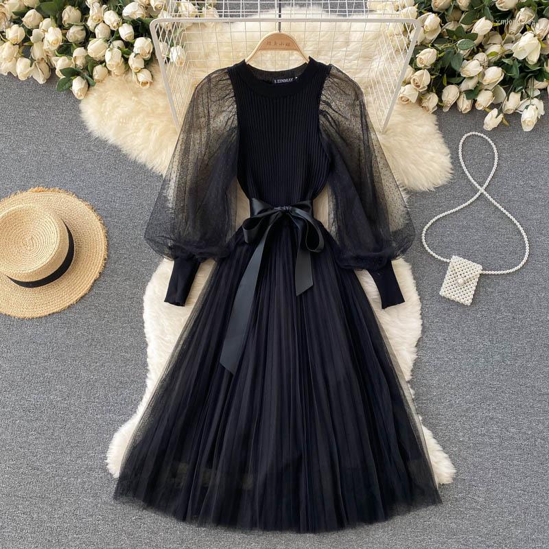Casual Dresses SINGREINY Elegant French Pleated Dress Chic Mesh Splice Knitting Long Sleeve A-line 2023 Autumn Streetwear Midi, Black
Casual Dresses SINGREINY Elegant French Pleated Dress Chic Mesh Splice Knitting Long Sleeve A-line 2023 Autumn Streetwear Midi, Black