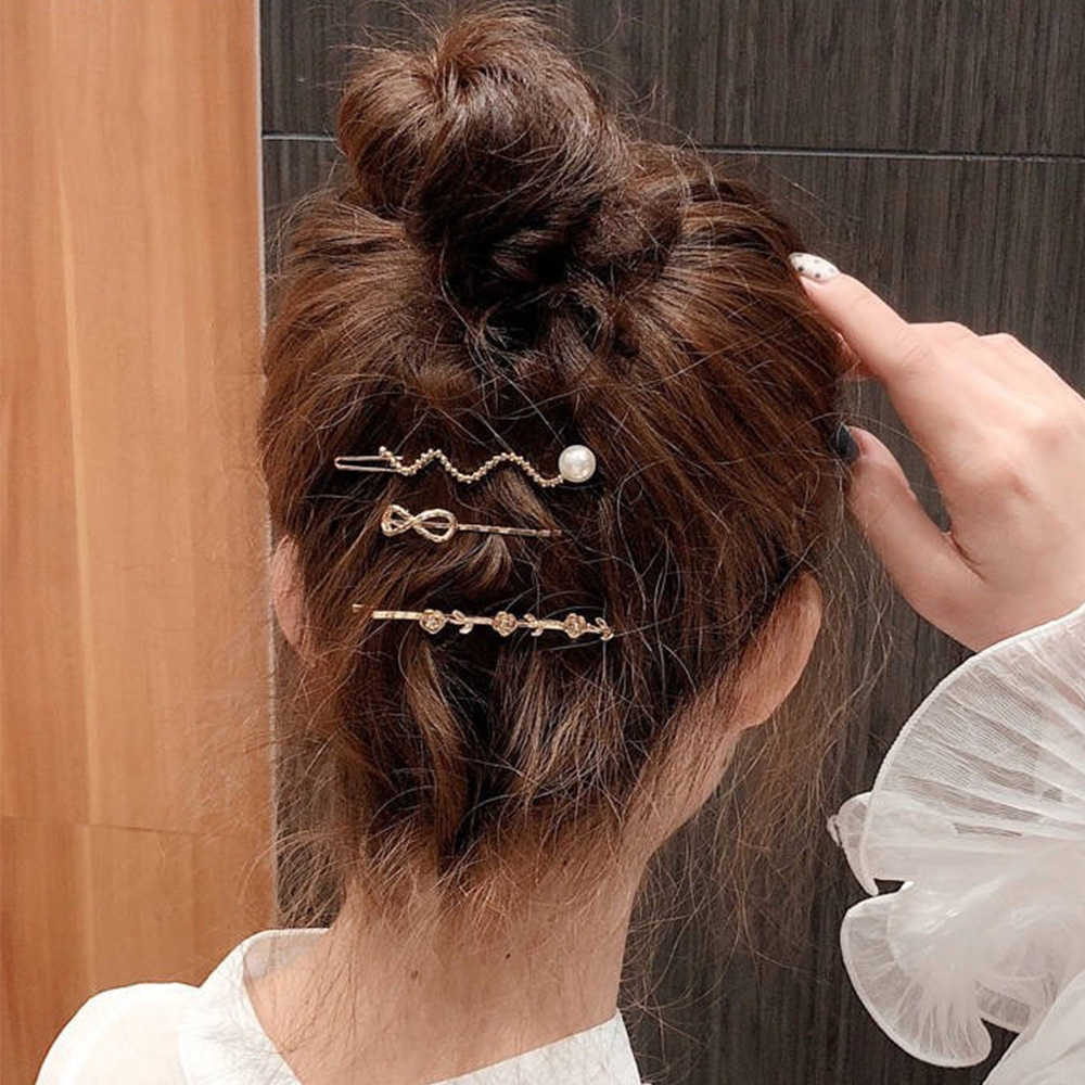 Other 3pcs/Set Flower Metal Hair Clips Elegant Women Gold Rhinestone Bobby Pins Hair Barrettes Weddings Hair Accessories