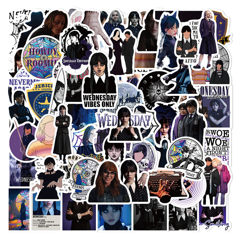 70Pcs Wednesday Addams Stickers Graffiti Stickers for DIY Luggage Laptop Skateboard Motorcycle Bicycle Stickers, Multi colors
70Pcs Wednesday Addams Stickers Graffiti Stickers for DIY Luggage Laptop Skateboard Motorcycle Bicycle Stickers, Multi colors