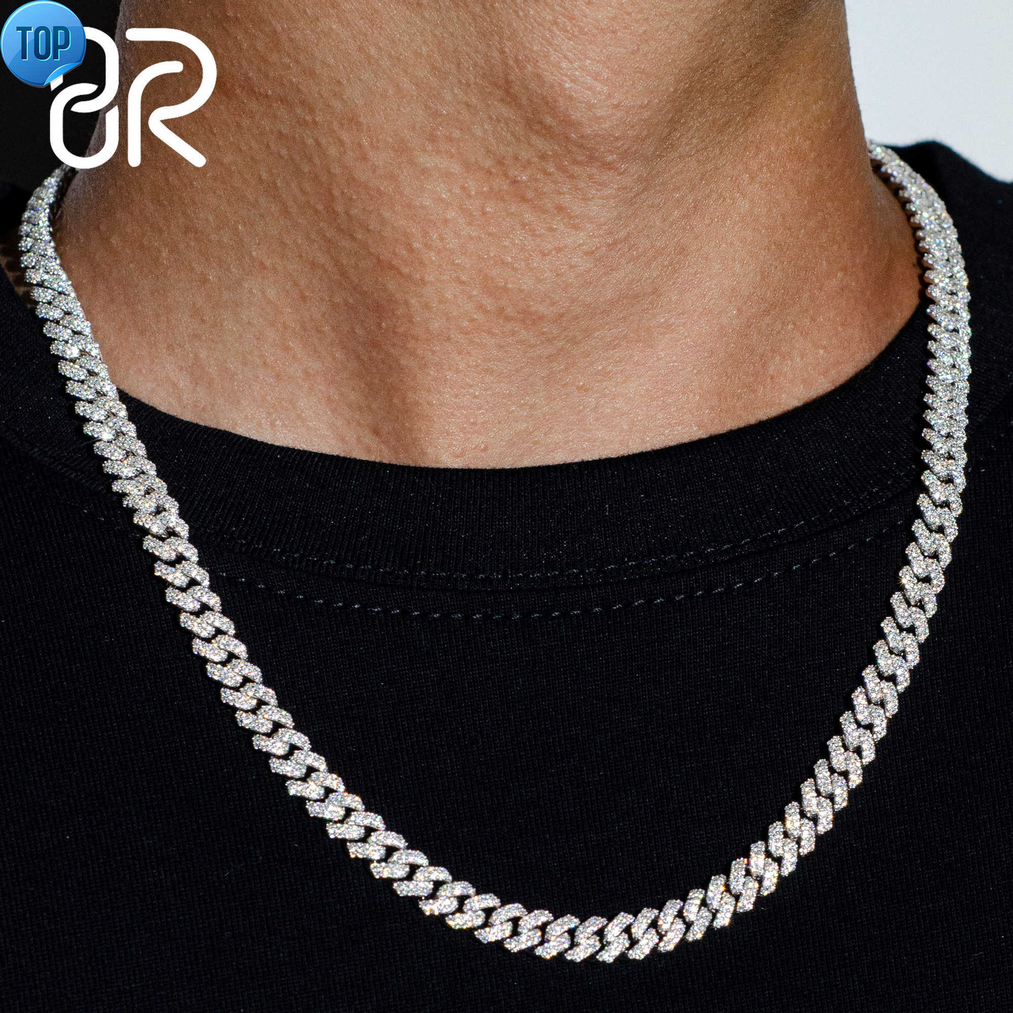 necklace moissanite chain Custom Pass Dia Tester Hip Hop Jewelry Sterg Sier 6mm 8mm Iced Out VVS Cuban k Moissanite Chain For Men