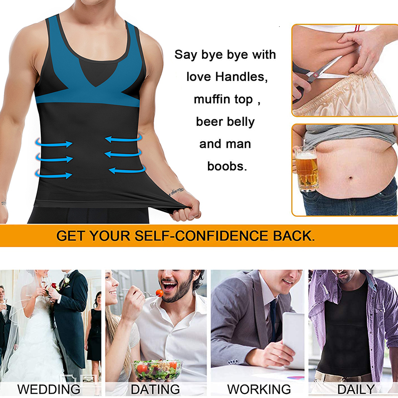 Men's Body Shapers Mens Slimming Body Shaper Vest Shirt Abs Abdomen Compression Shirt to Hide Gynecomastia Moobs Workout Tank Tops Undershirts 23