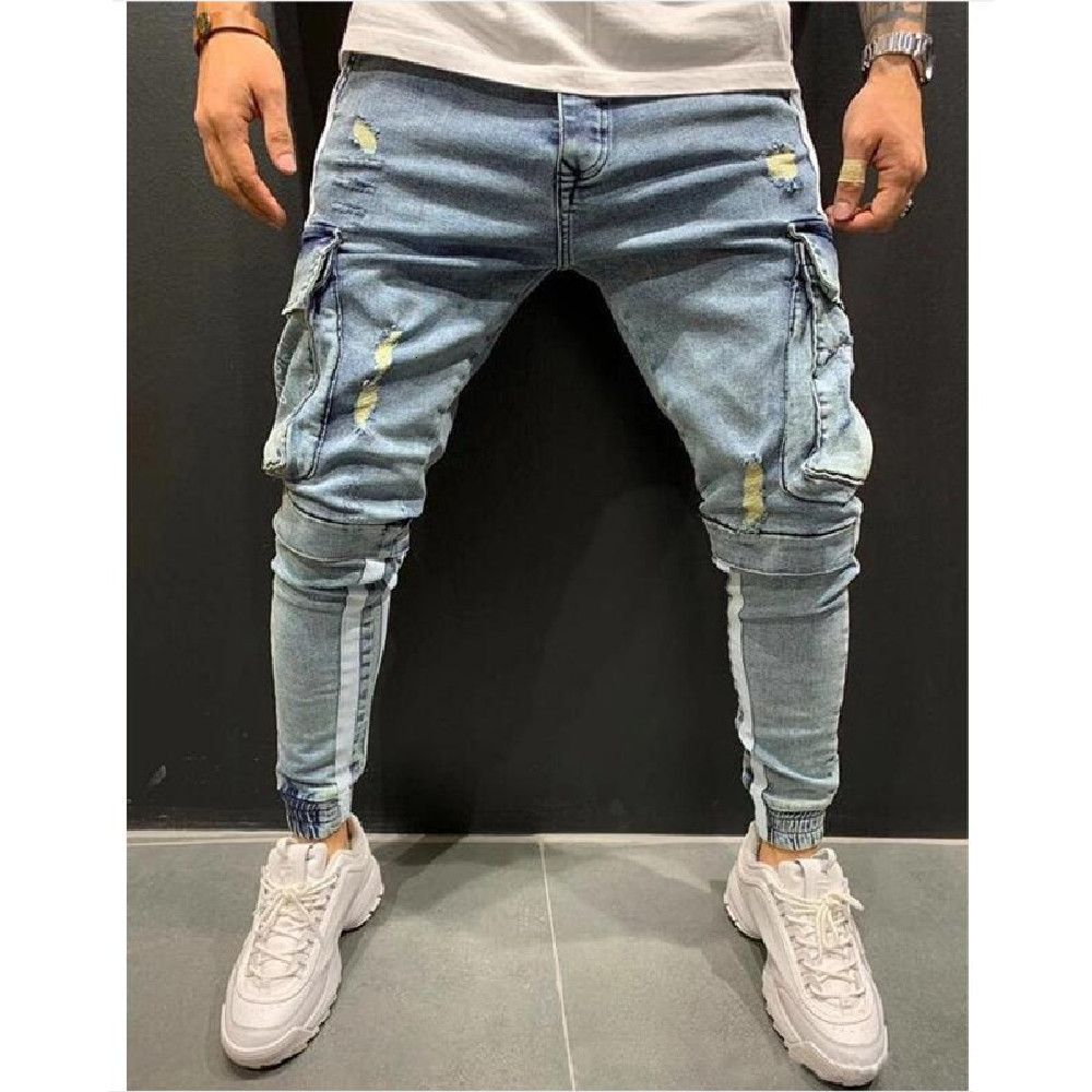Mens Jeans Denim Pocket Pants Summer Autumn Thin Slim Regular Fit Straight Elasticity Stretchy Male Blue Black Trousers 230606
