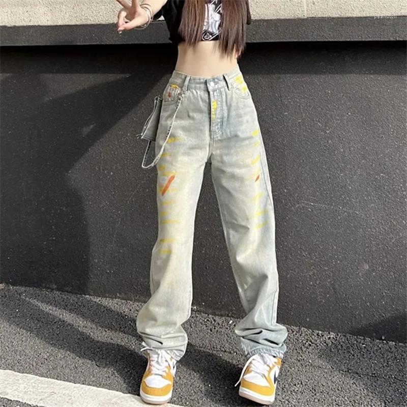 Women' Jeans Women' High Street Y2K Graffiti Do Old Straight Leg Pants Button Pocket Loose Trousers Spring Autumn Female Clothing 591, Photo color
Women' Jeans Women' High Street Y2K Graffiti Do Old Straight Leg Pants Button Pocket Loose Trousers Spring Autumn Female Clothing 591, Photo color