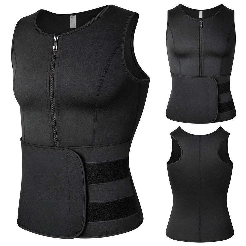 Men's Body Shapers Men Sauna Sweat Zipper Vest Neoprene Corset Waist Trainer Vest Body Shaper Workout Tank Tops Compression Shirt 230606