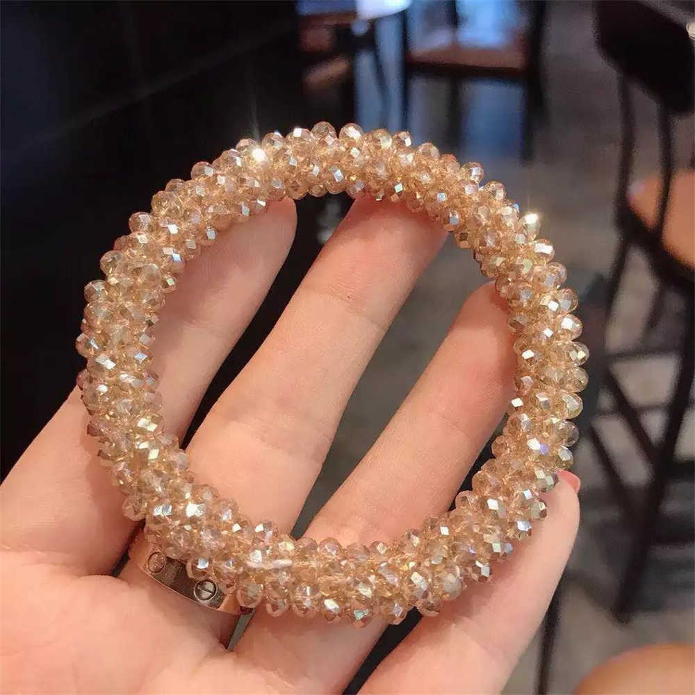 Other New Glitter Hair Rope for Women Hair Bands Beaded Rubber Hairband Hair Accessories