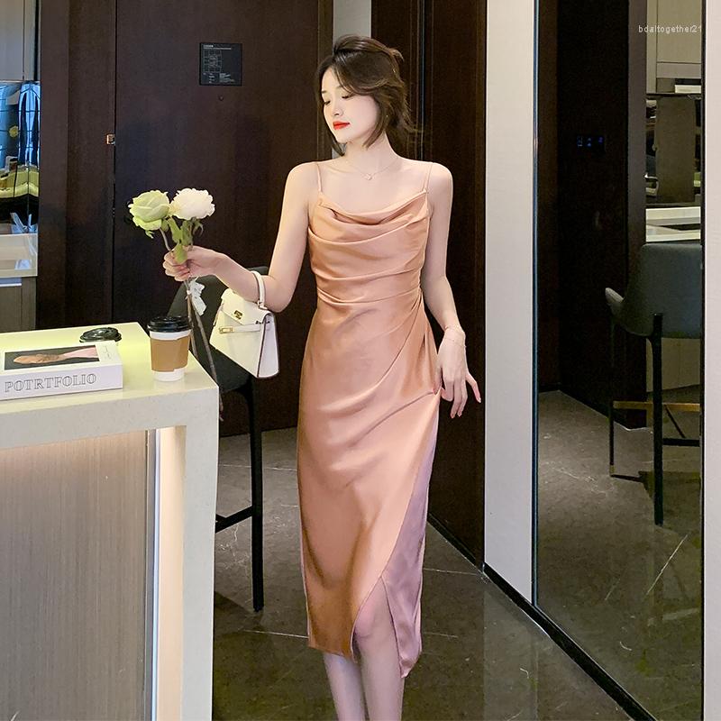 Casual Dresses Women Summer Backless Spaghetti Strap Sexy Dress Satin Sleeveless Camisole Vestidos Beach Clothes Split Evening Party F330, Pink
Casual Dresses Women Summer Backless Spaghetti Strap Sexy Dress Satin Sleeveless Camisole Vestidos Beach Clothes Split Evening Party F330, Pink