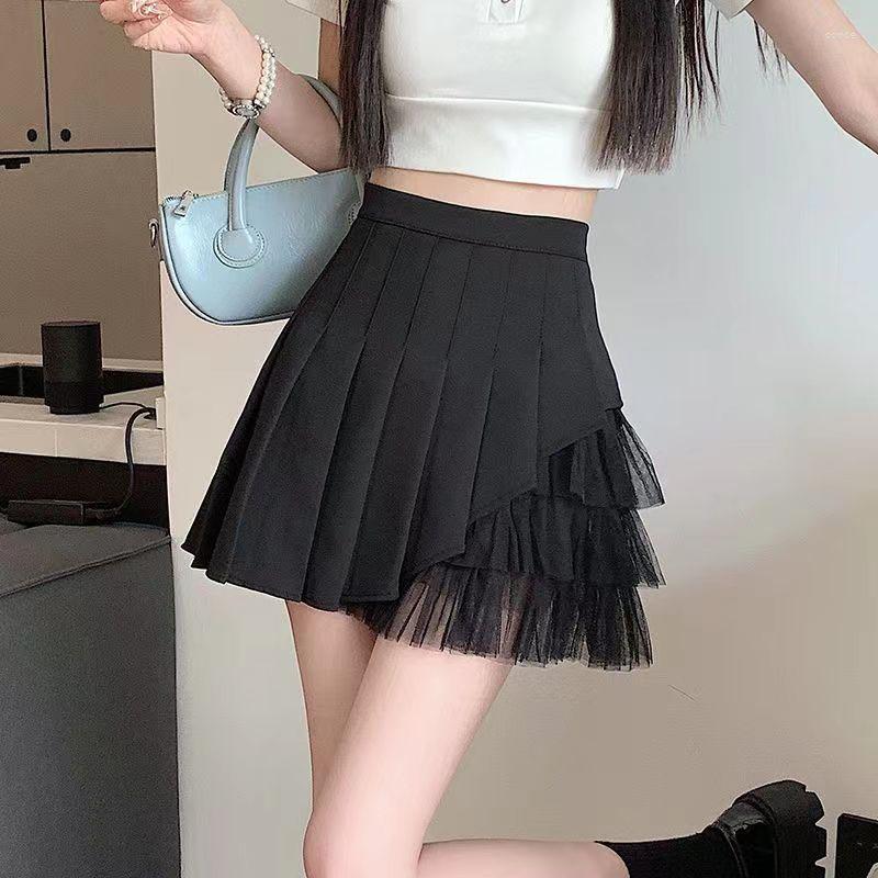 Skirts Fashionable Mesh Patchwork Pleated Skirt Women' Black Half Length Summer High Waisted A-Line Slim Short
Skirts Fashionable Mesh Patchwork Pleated Skirt Women' Black Half Length Summer High Waisted A-Line Slim Short