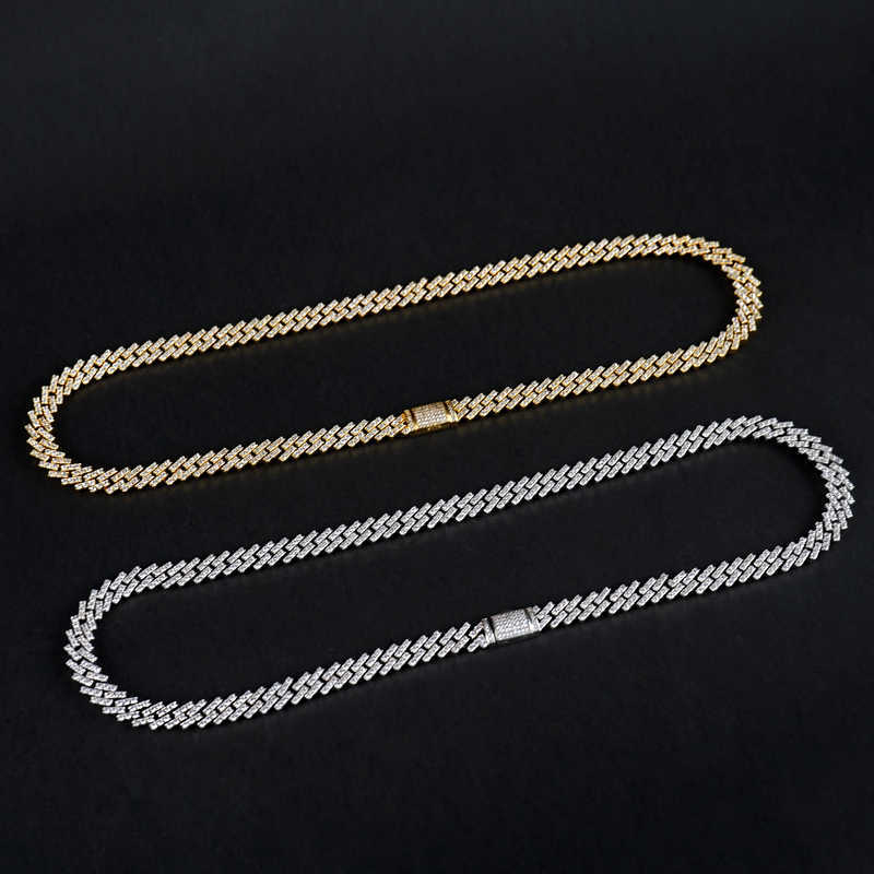 8mm Iced Out VVS Moissanite Bracelet Sier Bg Dia Cuban k Chain Hip Hop Men Jewelry Necklace